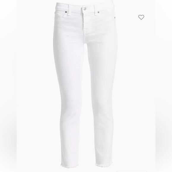 7 For All Mankind Jeans Women's 27 White Roxanne Mid-Rise Frayed Cigarette - Picture 11 of 11